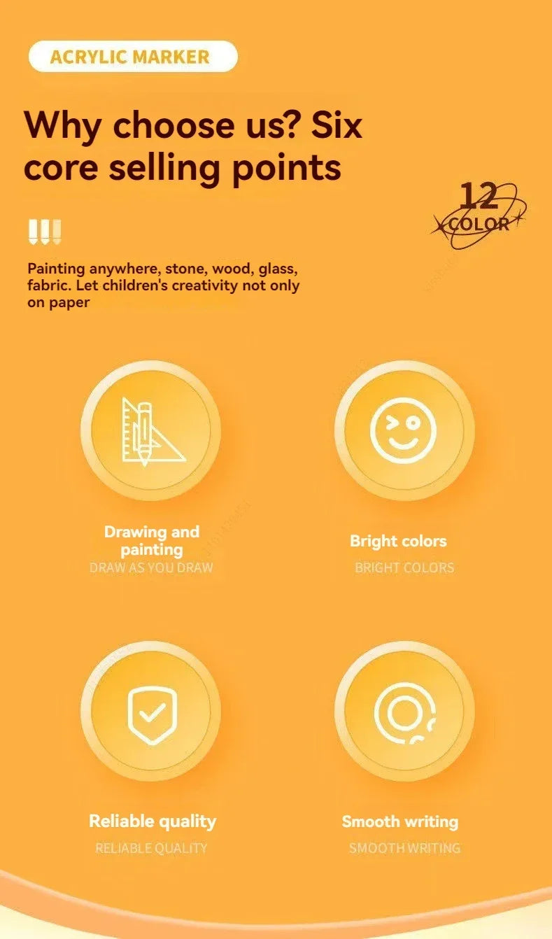 Premium Acrylic Marker Pen Set (12–60 Colors)