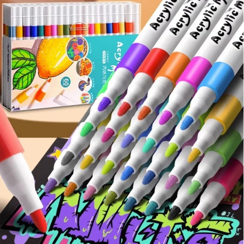 Premium Acrylic Marker Pen Set (12–60 Colors)