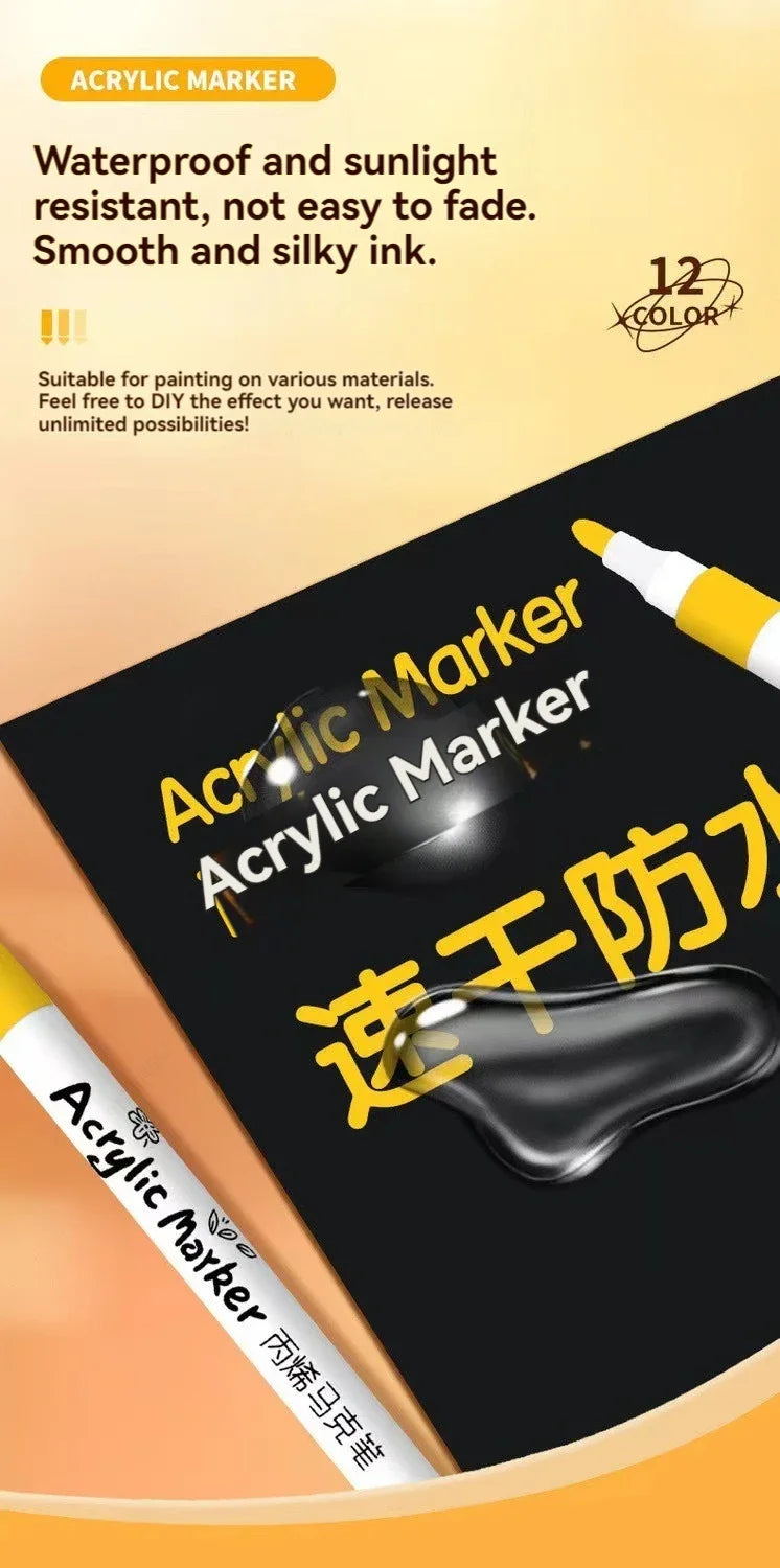 Premium Acrylic Marker Pen Set (12–60 Colors)