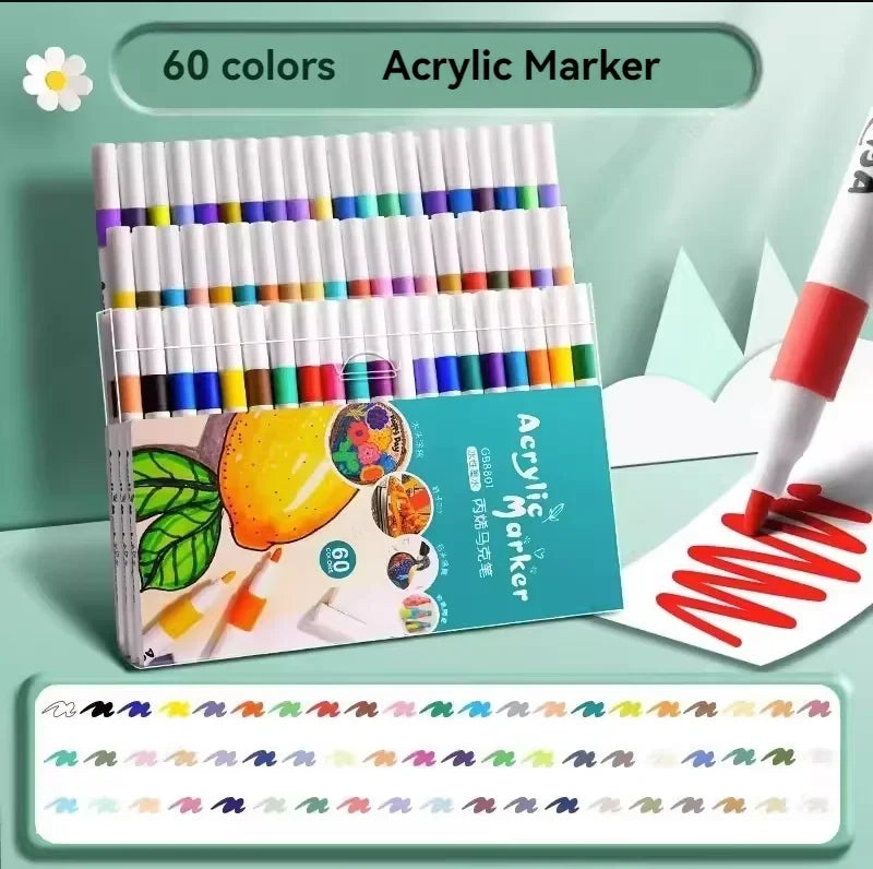 Premium Acrylic Marker Pen Set (12–60 Colors)